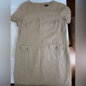 Tan Short Sleeve Dress with Button Accents